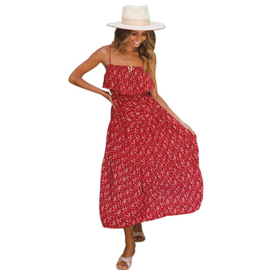 Vestido Bohemio con Tirantes y Estampado Volantes - Image 3