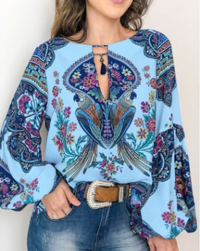 Blusa Cuello Redondo con Mangas Farol - Image 10