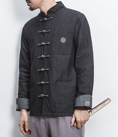 Chaqueta Denim Hanfu Retro - Fusión de Moda Oriental y Estilo Contemporáneo - Image 16