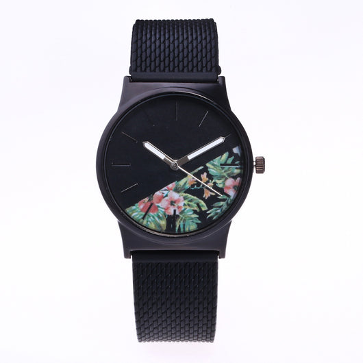 Reloj Unisex de Malla de Silicona con Diseño Floral - Image 6