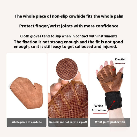 Guantes de Fitness de Cuero Genuino con Agarre Antideslizante - Image 3