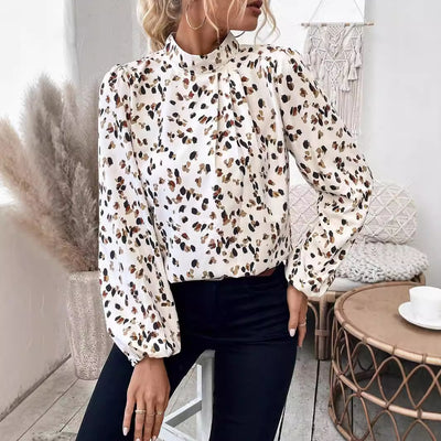 Blusa Estampada Cuello Mao Manga Larga Coordinable para Mujer - Image 4