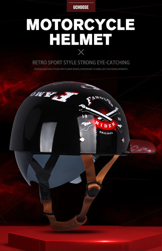 Casco Retro Motociclista con Diseño Impreso Creativo - Image 12