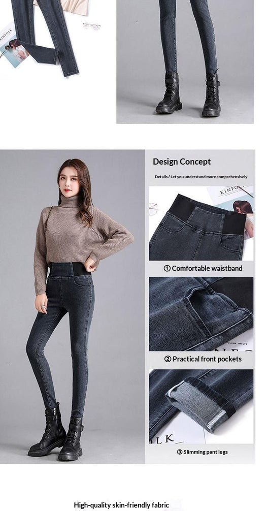 Jeans Skinny de Cintura Alta con Forro Polar Cálido y Cintura Elástica - Image 17