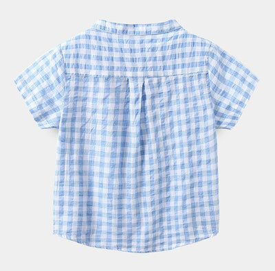 Camisa Infantil de Algodón Azul a Cuadros - Estilo Casual Cómodo - Image 12