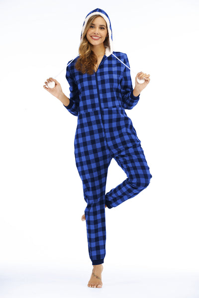 Jumpsuit de Algodón a Cuadros con Capucha para Mujer - Image 12