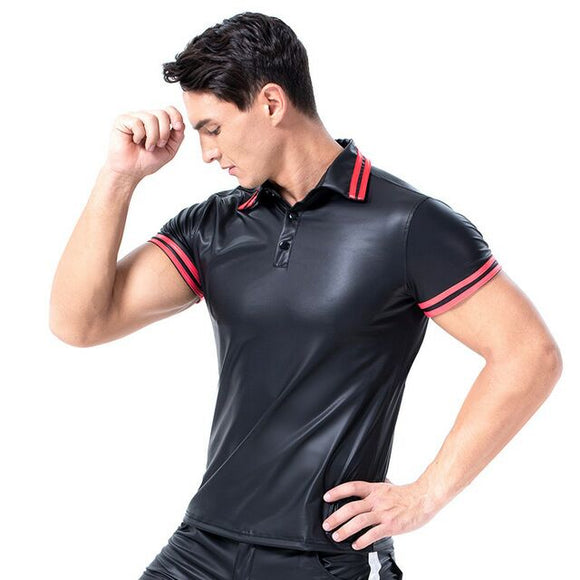 Playera de Cuero Ajustada Masculina Premium