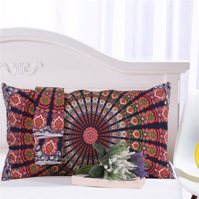 Juego de Cama Boho Floral Rojo y Blanco - Set Completo de 4 Piezas - Image 4