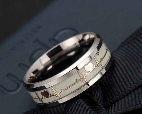Anillo de Pareja Fibra de Carbono con Luz Luminosa
