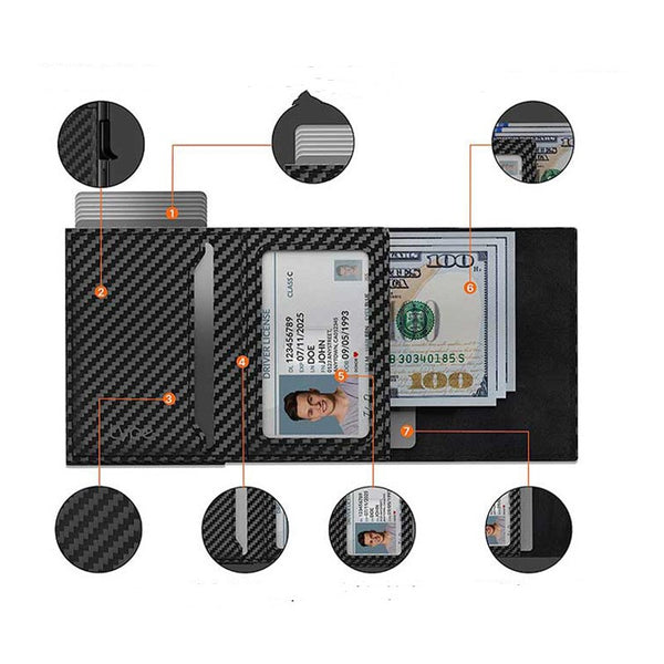 Billetera de Fibra de Carbono con Detalle de Cuero - Minimalista y Multifuncional