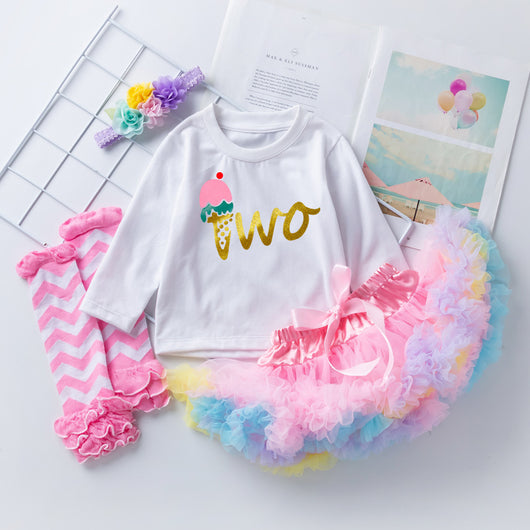Conjunto de Falda Esponjosa Rosa y Calcetines a Juego - Image 3