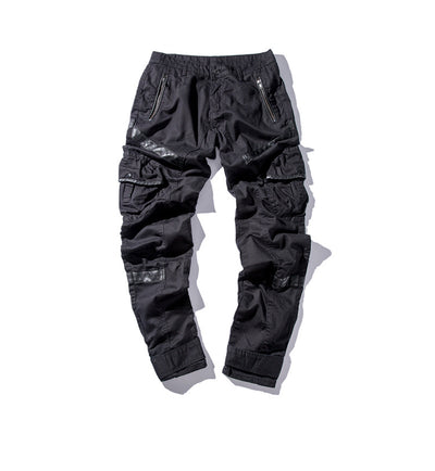 Pantalones de Trabajo Casual Hip Hop Four Seasons con Bolsillos y Cierre Velcro - Corte Holgado Coreano para Hombre - Image 5