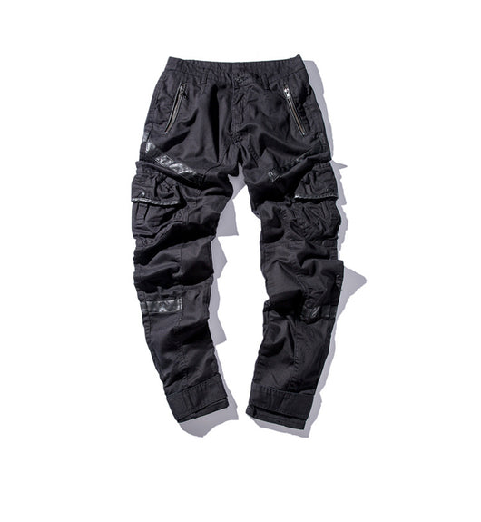 Pantalones de Trabajo Casual Hip Hop Four Seasons con Bolsillos y Cierre Velcro - Corte Holgado Coreano para Hombre - Image 5