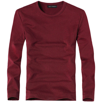 Camiseta Slim Fit Hombre Colores Sólidos Primavera Otoño - Image 14