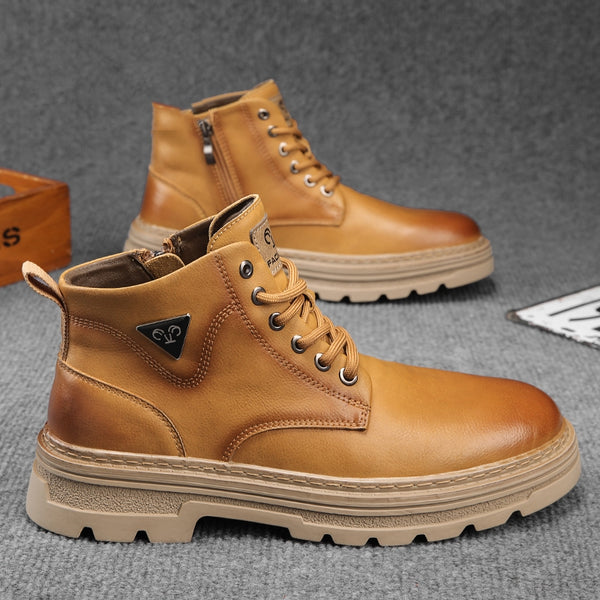Botas de Trabajo Cuero Auténtico Estilo Británico para Hombre