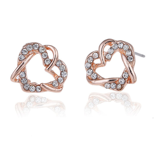 Aretes de Corazón en Oro Laminado y Oro Rosado - Image 3