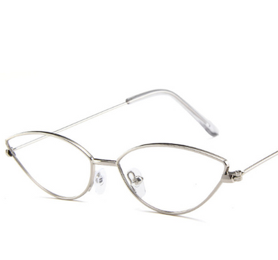Retro cat eye sunglasses for women with bright yellow lenses and a sleek silver-tone metal frame. - Image 8