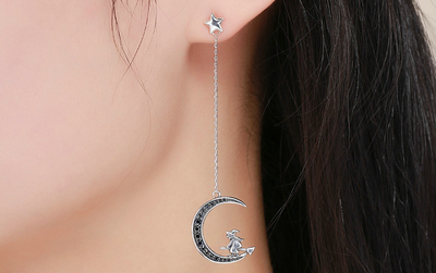 Aretes Largos de Plata Esterlina Brujas Místicas con Diseño de Orejas - Image 7