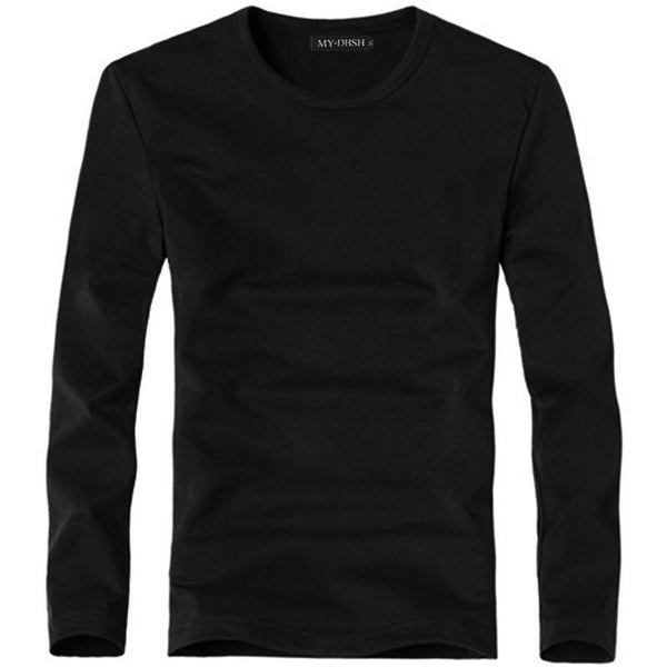 Camiseta Slim Fit Hombre Colores Sólidos Primavera Otoño - Image 4