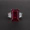 Sapphire Rectangle Beautiful Plateado Jewelry Rojo 5