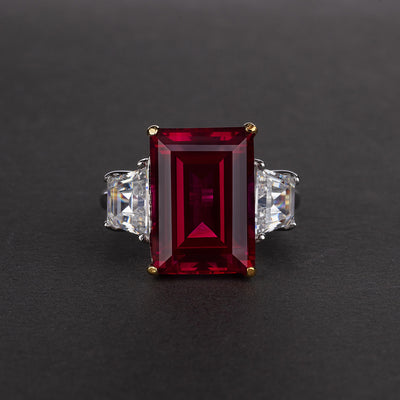 Anillo Rectangular de Zafiro en Plata Brillante - Image 3