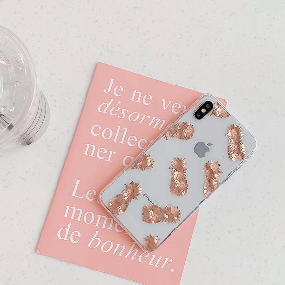 Funda para celular con diseño de piña bronceada