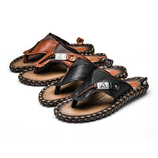 Sandalias de Cuero para Hombre - Cómodas Chanclas de Playa y Casual