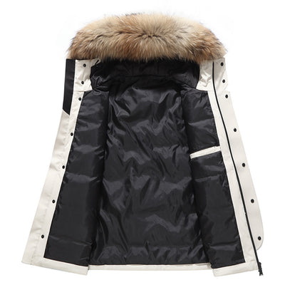 Chamarra de Invierno Acolchada para Hombre con Capucha y Cuello de Piel Sintética - Image 3