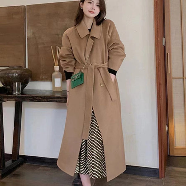 Abrigo de Lana Estilo Hepburn Elegante para Otoño e Invierno