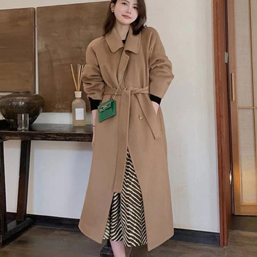 Abrigo de Lana Estilo Hepburn Elegante para Otoño e Invierno