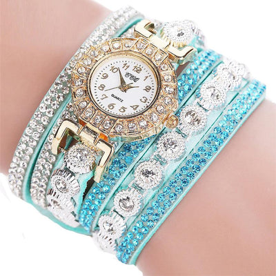 Reloj de Cuarzo para Mujer con Pulsera de Cuero y Diamantes de Imitación - Image 4