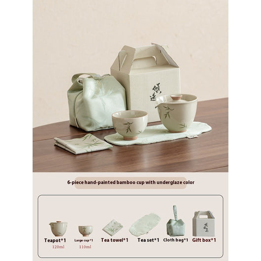 Juego de Té Portátil Bambú Pintado a Mano - Tetera y Taza Todo en Uno - Image 7