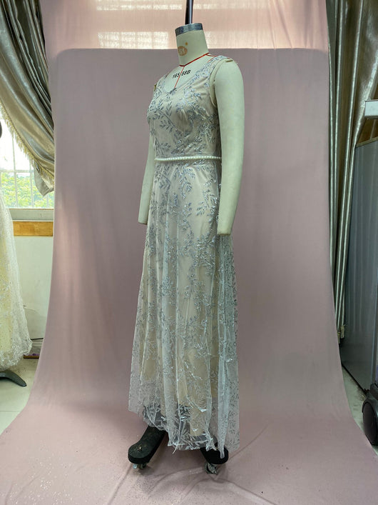 Vestido Largo Escote V Efecto Bronce - Image 18