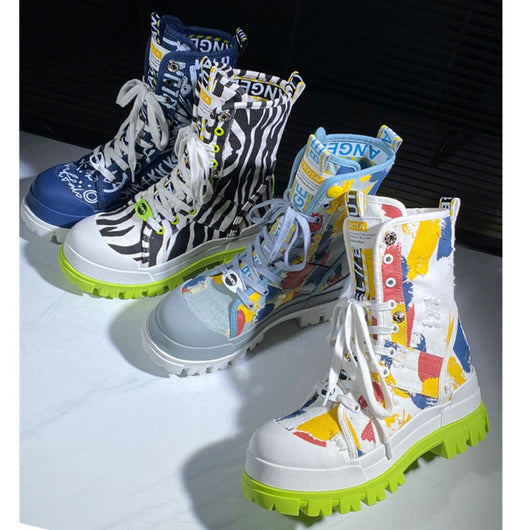 Botas de Lona con Estilo Graffiti