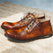 Zapatos Casuales de Cuero Vintage para Hombre con Puntera Redonda Transpirable