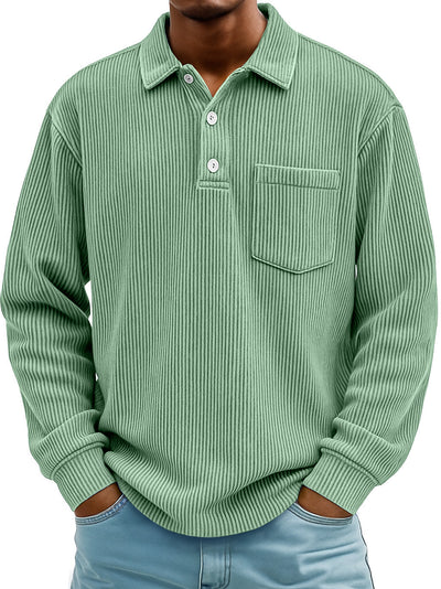 Polo Manga Larga de Pana a Rayas para Hombre - Image 12