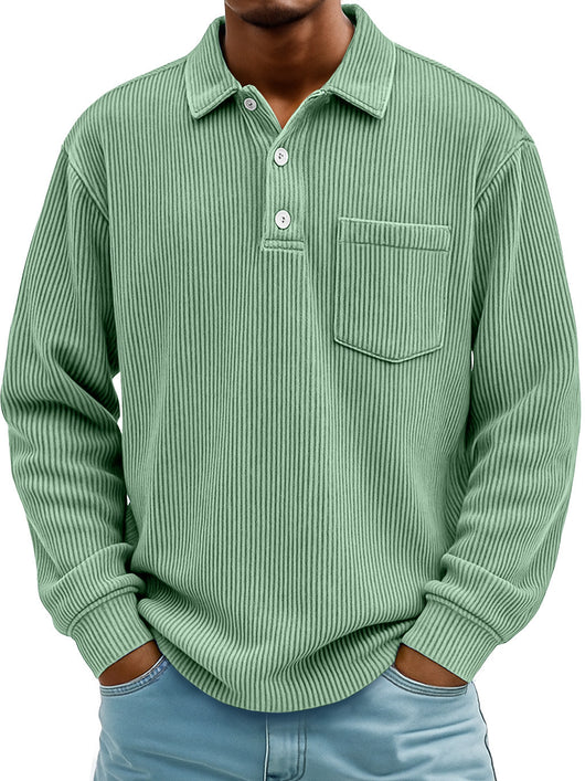 Polo Manga Larga de Pana a Rayas para Hombre - Image 12