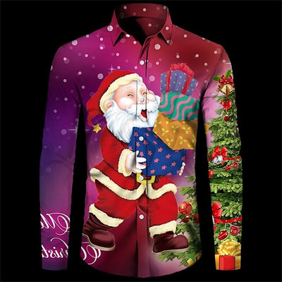 Camisa Navideña de Manga Larga con Impresión 3D Digital Santa Claus - Image 5