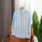 Camisa Casual Masculina de Manga Comprida com Listras Japonesas