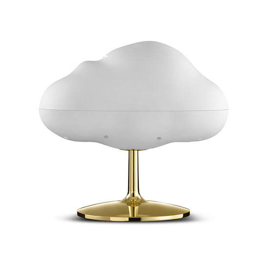 White cloud-shaped aroma diffuser and humidifier with a silver chrome stand on a white background. - Image 10