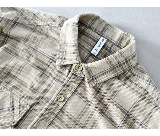 Camisa Casual de Cuadros en Pana de Algodón para Hombre - Image 14