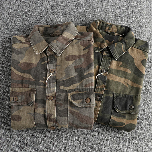 Camisa Abrigo de Trabajo Vintage en Algodón Desteñido - Image 14