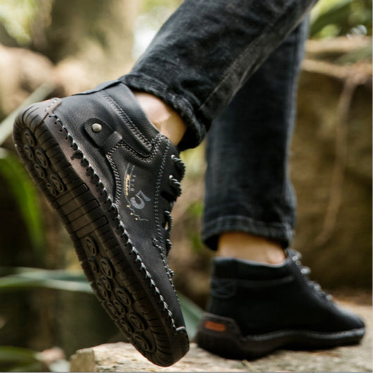 Botas Outdoor de Cuero Cosidas a Mano - Zapatos Oversize para Hombre - Image 8