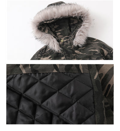 Chaqueta de Montaña con Cuello de Pelaje y Camuflaje - Image 2