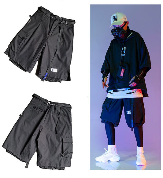 Pantalones Cortos Holgados de Playa con Diseño Tipo Overol Falso Dos Piezas