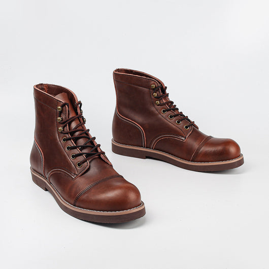 Botas Militares Martin de Cuero Engrasado para Hombre - Estilo Retro Worker - Image 23