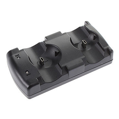 Black dual charging dock for PlayStation 3 controllers and Move navigation controllers, shown with a coiled USB cable. - Image 4