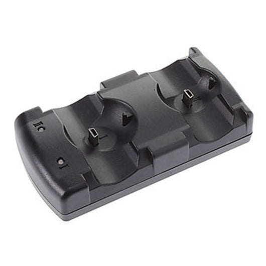 Black dual charging dock for PlayStation 3 controllers and Move navigation controllers, shown with a coiled USB cable. - Image 4