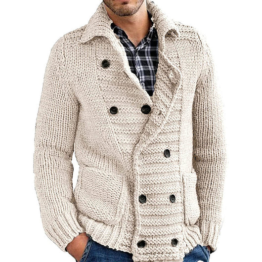 Cardigan de Solapa Hombre Color Liso - Suéter Elegante - Image 3