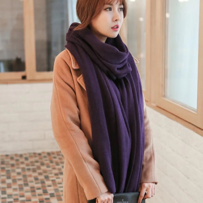 Bufanda de Lana Merino y Cachemira Tejida Estilo Coreano Unisex - Image 12